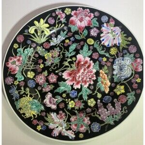 Chinese Dinner Plate Millie Fleur Hand painted Porcelain Enamel Vintage